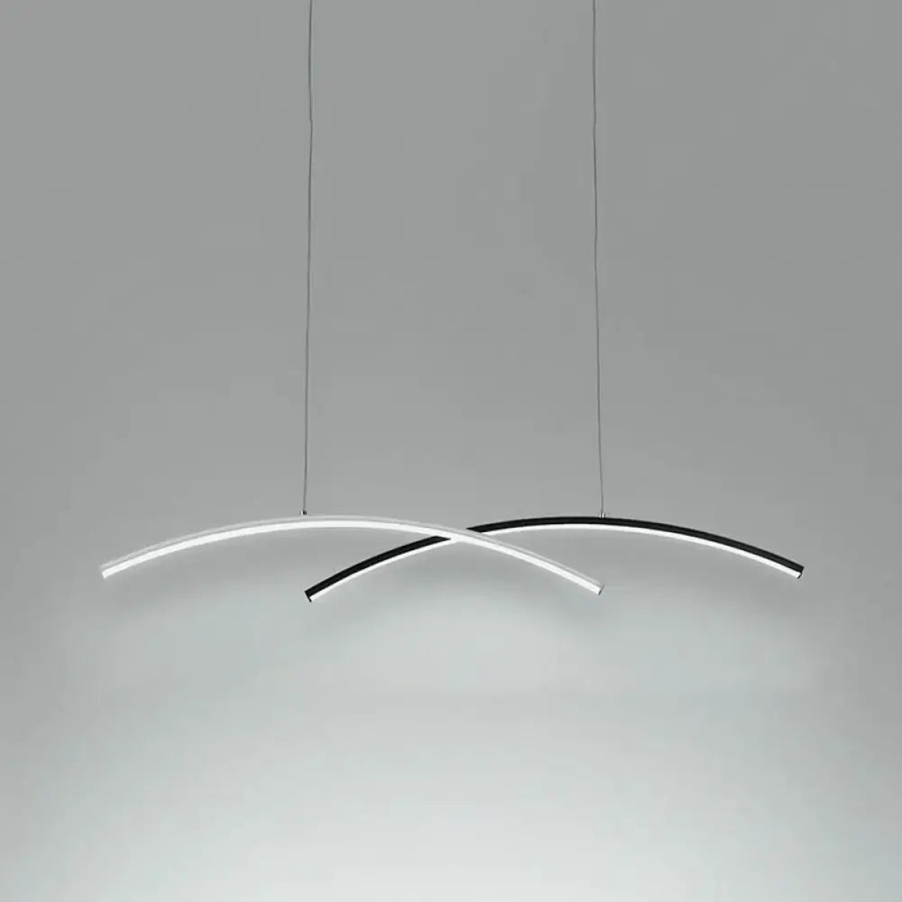 Decorbites™ modern black and white arc ceiling led island light with two curved led strips for living room