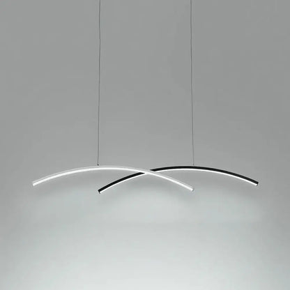 Decorbites™ modern black and white arc ceiling led island light with two curved led strips for living room