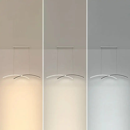 DecorBites™ modern black and white arc ceiling LED island light with curved strips for living room lighting