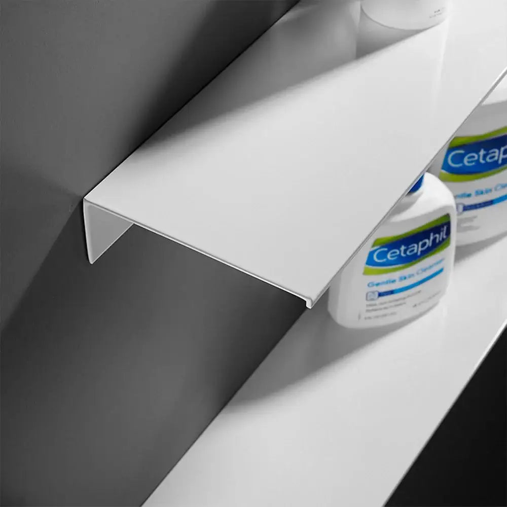 White minimalist aluminum alloy organizer shelf with sleek modern design from decorbites™ wall-mounted collection