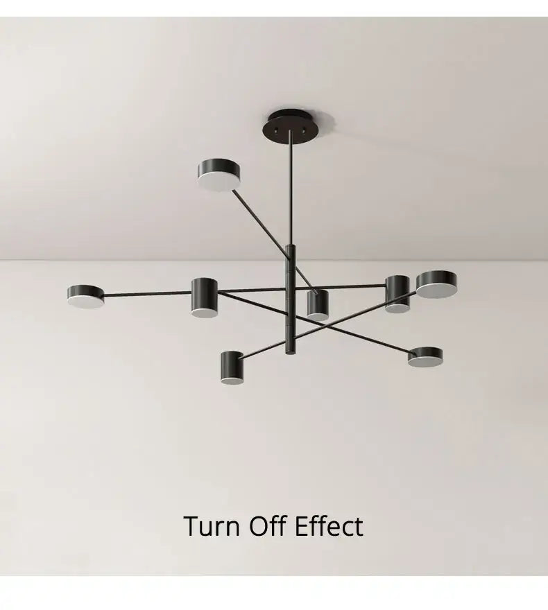 DecorBites™ modern black chandelier with sleek cylindrical lights features simple black nordic style home lighting