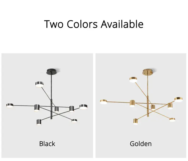 Decorbites™ modern black chandelier with sleek intersecting arms and cylindrical light fixtures for nordic style home lighting
