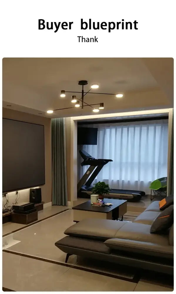 DecorBites™ modern black chandelier with multiple exposed bulbs and sleek metal arms for nordic style home lighting