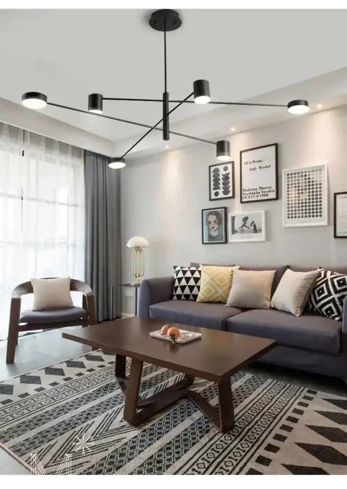 Decorbites™ modern black chandelier with multiple cylindrical lights in simple black nordic style for nordic style home lighting