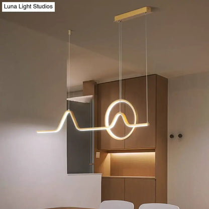 Decorbites™ modern black and gold aluminum pendant ceiling light with abstract wave design and warm white light
