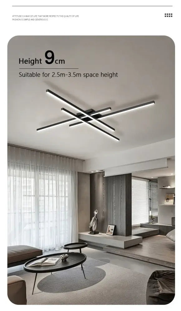Decorbites™ modern black chandelier square with sleek linear design for bedroom and living room lighting