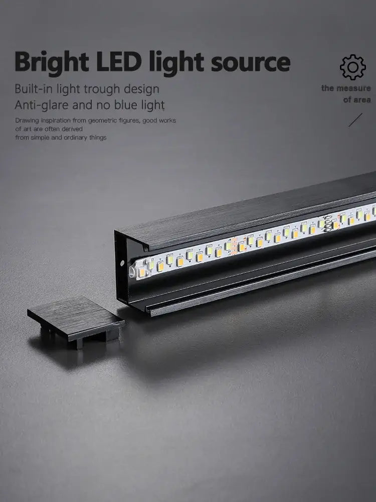 DecorBites™ modern black chandelier square LED light strip with sleek rectangular design and evenly spaced white LEDs