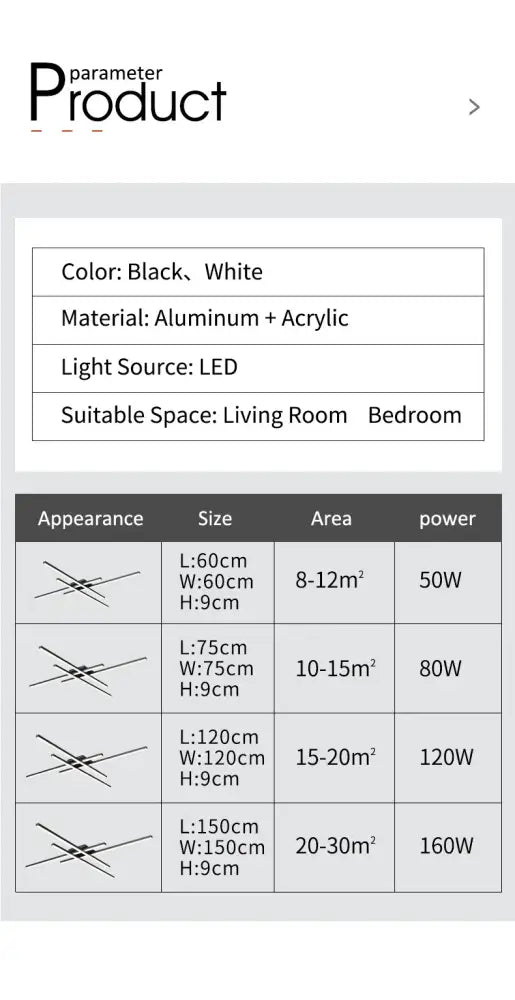 Decorbites modern black chandelier square led light fixture in aluminum and acrylic with adjustable length options for living room