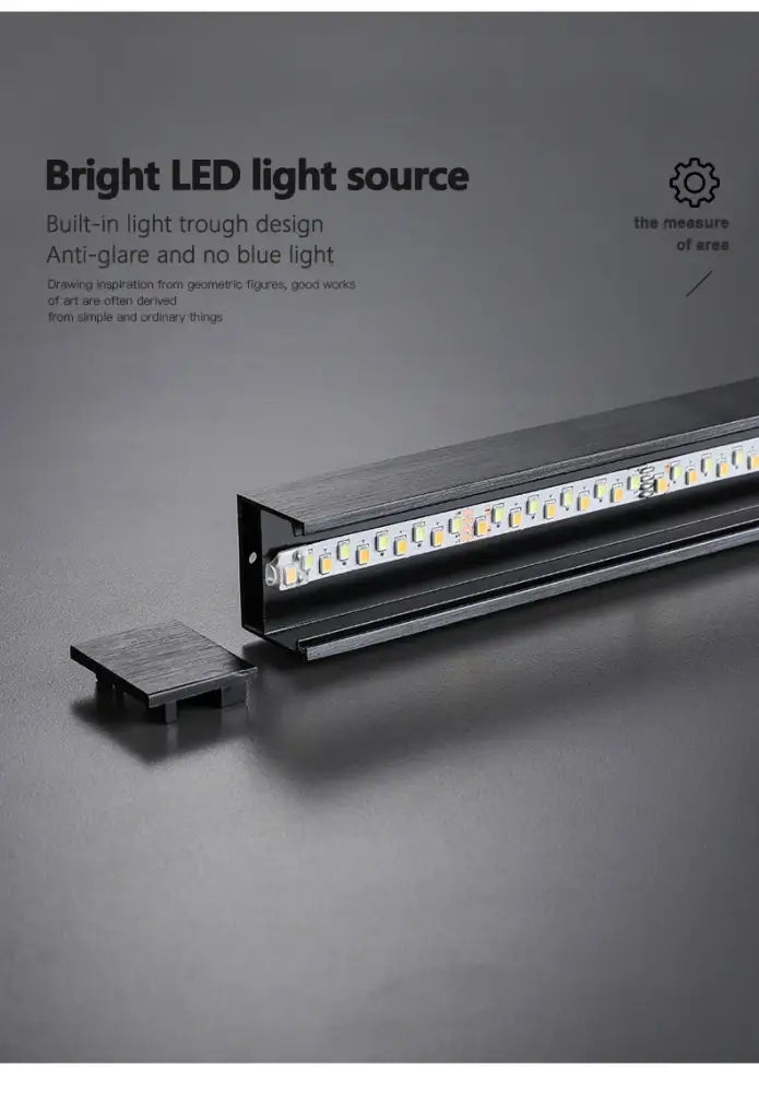 DecorBites™ modern black chandelier square led light strip with sleek design and built-in trough for bedroom and living room