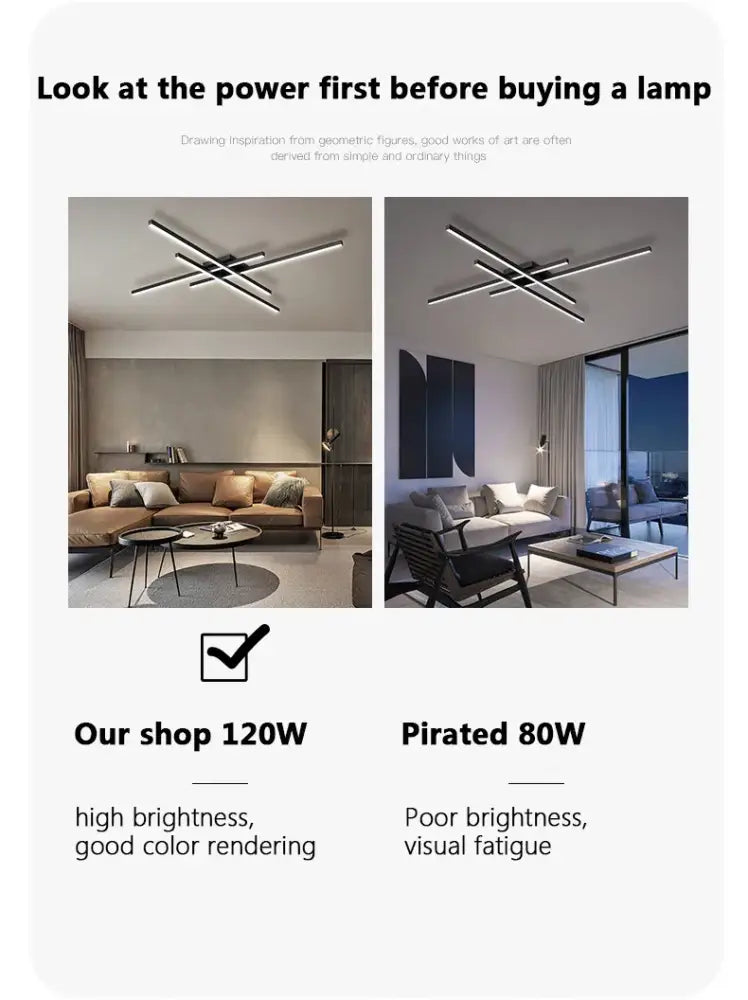 DecorBites modern black chandelier square with sleek geometric design and integrated led lighting for bedroom and living room