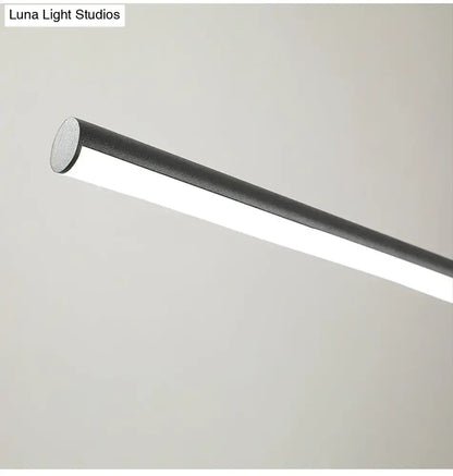 DecorBites™ modern black metal led pendant lamp with cylindrical design and frosted glass diffuser for dining room island