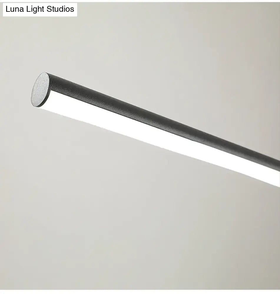 DecorBites™ modern black metal led pendant lamp with cylindrical design and frosted glass diffuser for dining room island