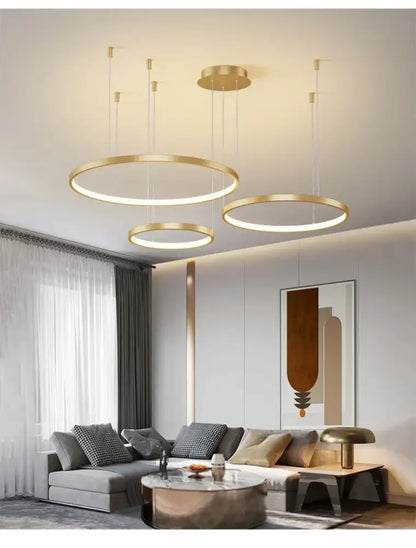 Decorbites™ modern black pendant light with gold-toned circular design for living room dimmable lighting
