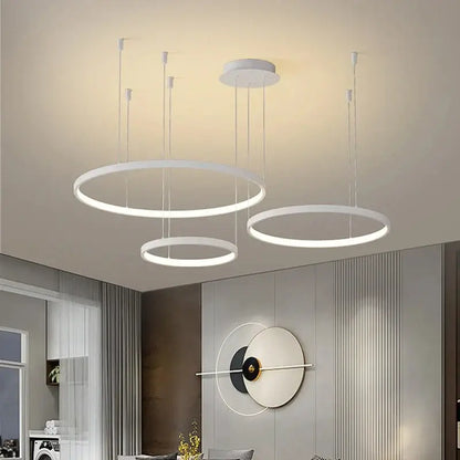 Modern white circular pendant light with sleek minimalist design for living room by decorbites™ dimmable black pendant light