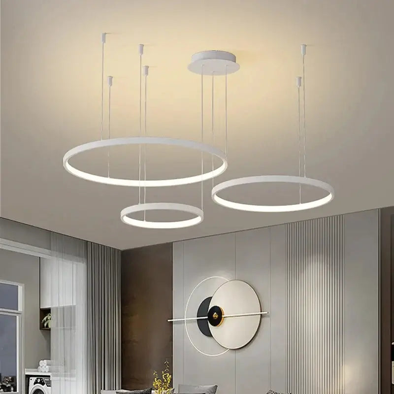 Modern white circular pendant light with sleek minimalist design for living room by decorbites™ dimmable black pendant light