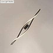 Modern minimalist black twist led pendant light with intertwined aluminum arms and central black fixture for restaurants