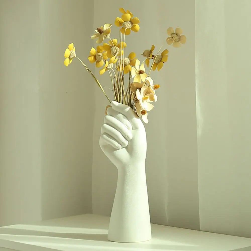 Modern Ceramic Arm Shaped Flower Vase - White - Vase