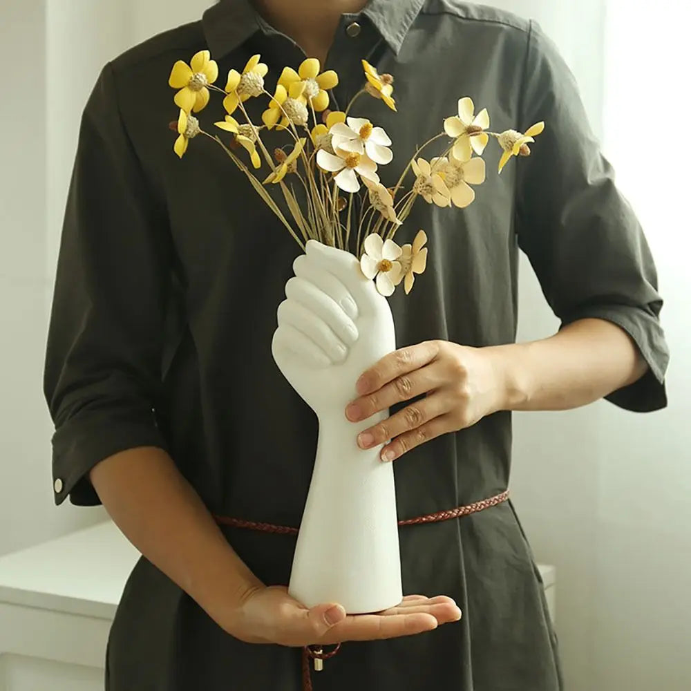 Modern Ceramic Arm Shaped Flower Vase - White - Vase
