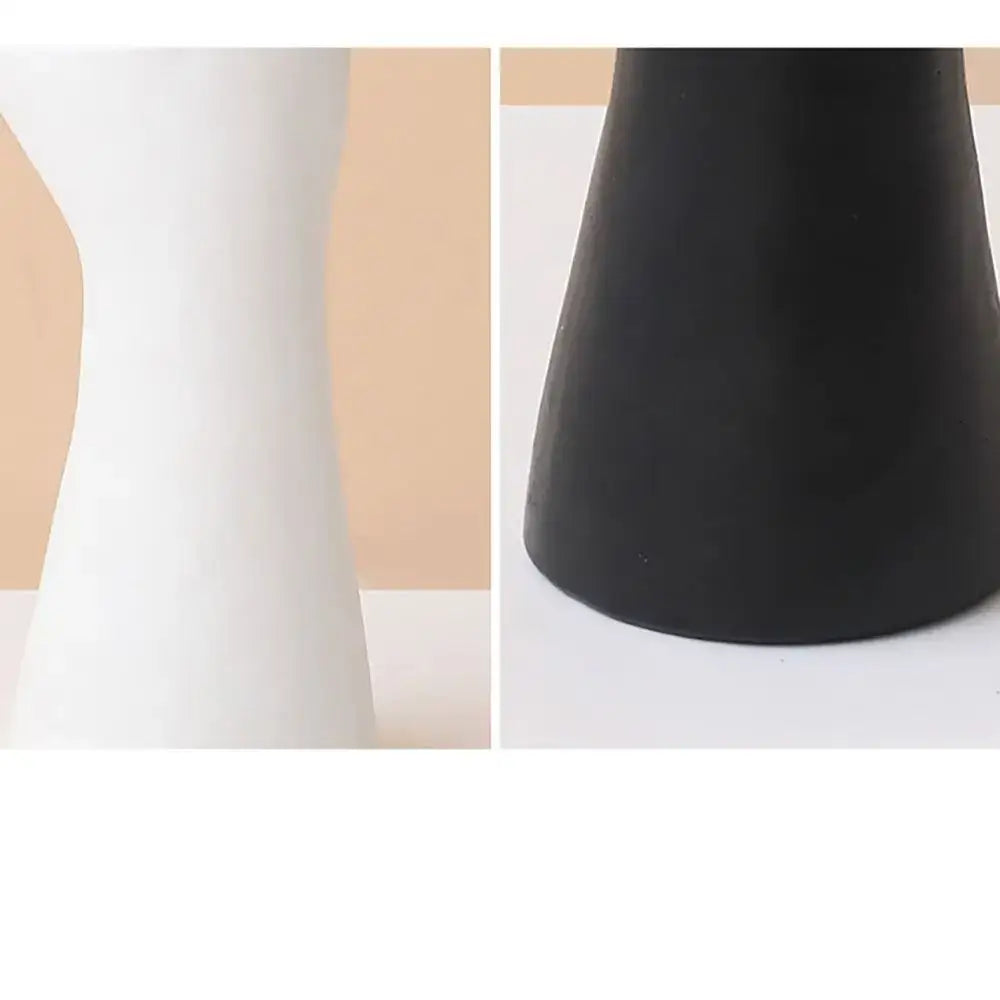 DecorBites™ modern ceramic arm flower vases in sleek white and matte black with conical minimalist silhouette