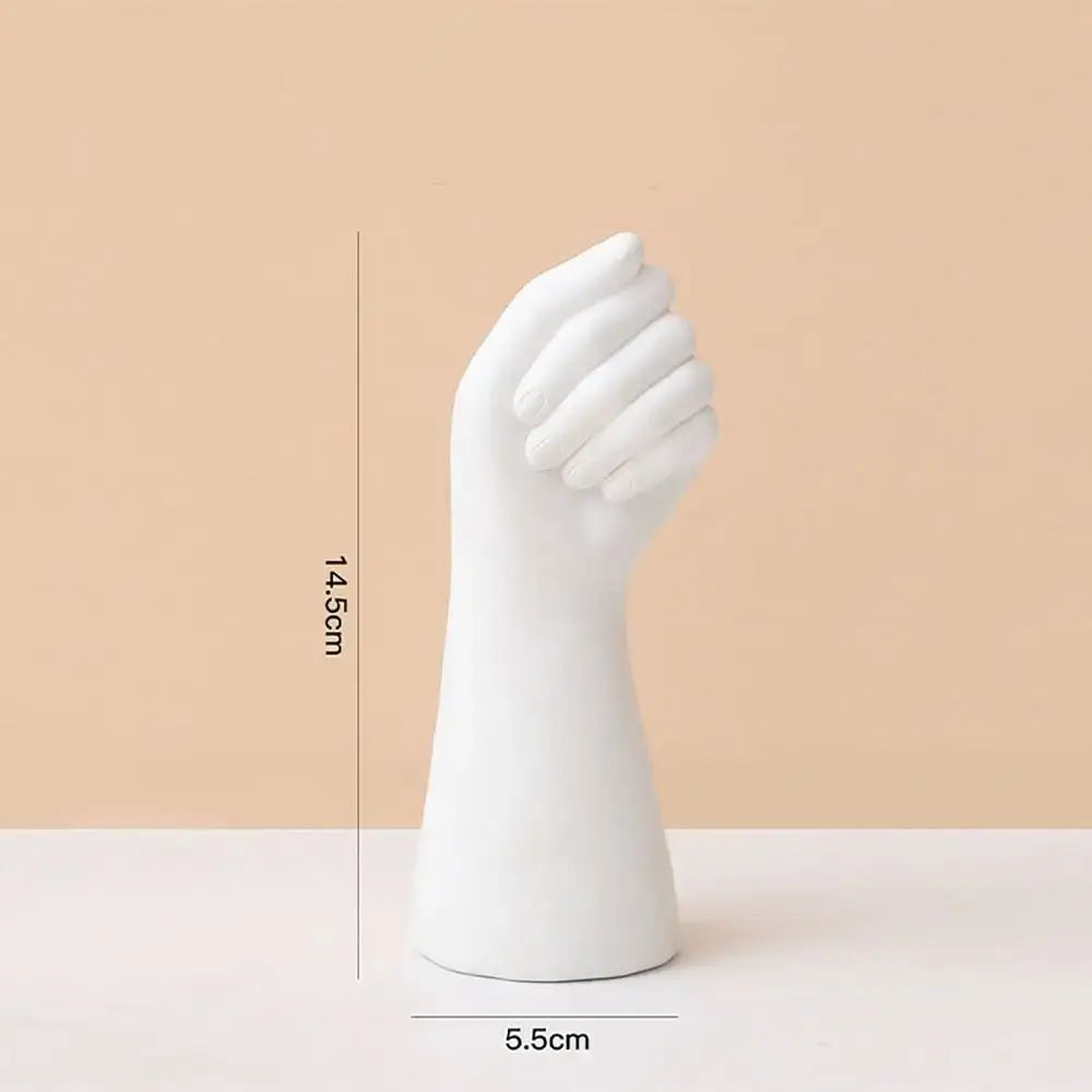 White ceramic arm vase shaped like a clenched fist modern ceramic arm flower vase by DecorBites™