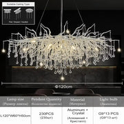 DecorBites™ modern chrome crystal chandelier with a 120cm aluminum frame and droplets for living room lamp package