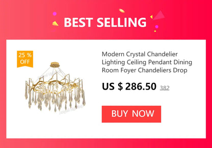 Gold-toned modern crystal chandelier with dangling glass droplets for living room by DecorBites modern chrome crystal