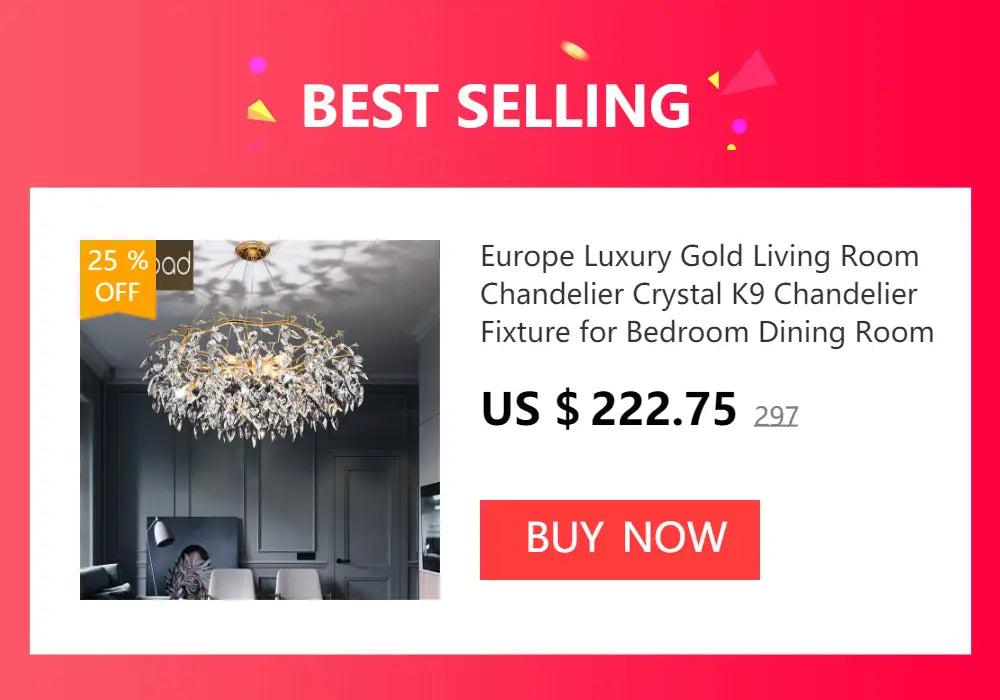 Gold-toned decorbites modern chrome crystal chandelier with dangling crystals for living room lamp package