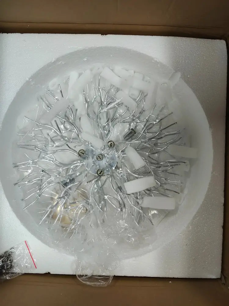 Decorbites modern chrome crystal chandelier silver metallic with intricate branching arms for living room lamp package