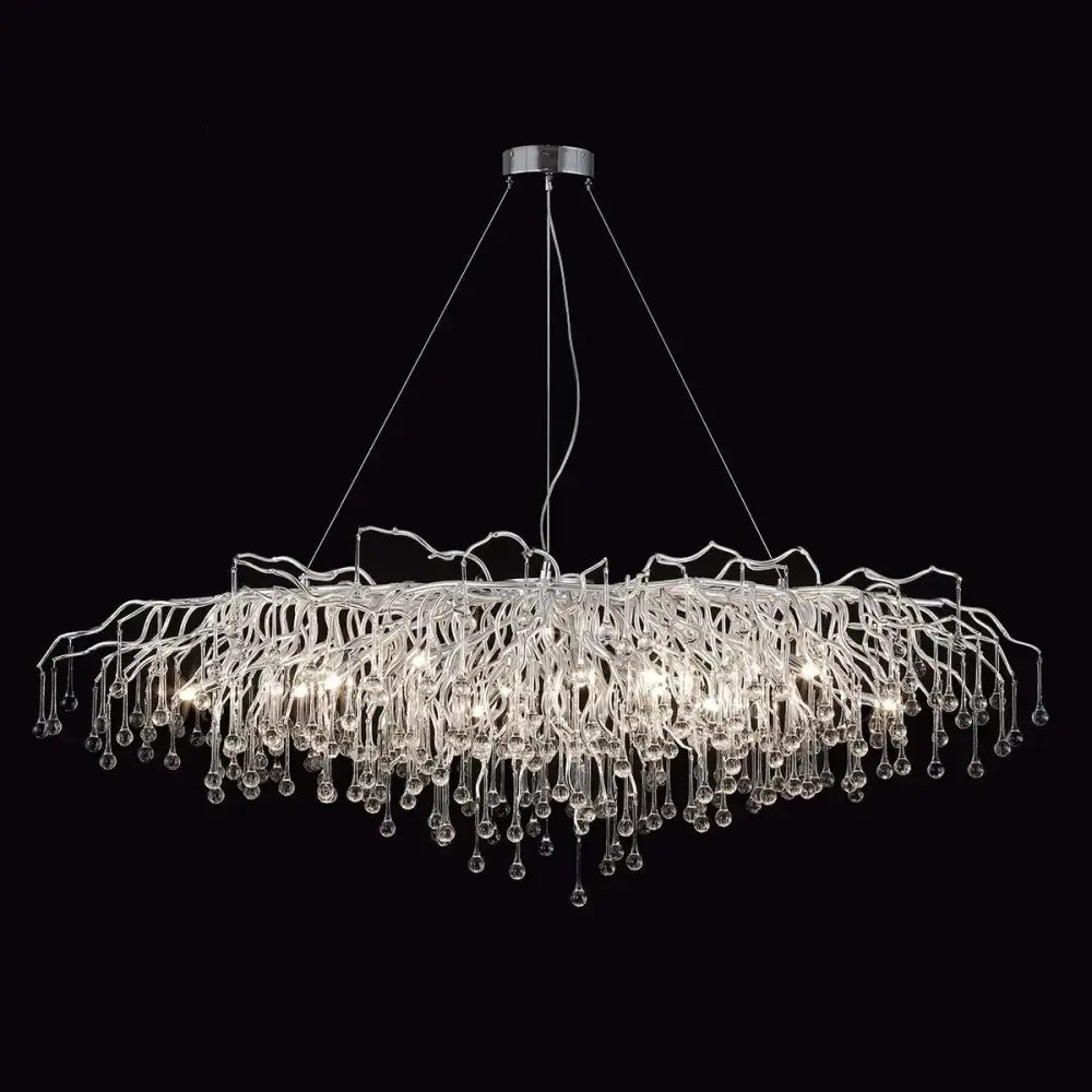 Decorbites modern chrome crystal chandelier with silver-toned glass branches and droplets for living room lamp package