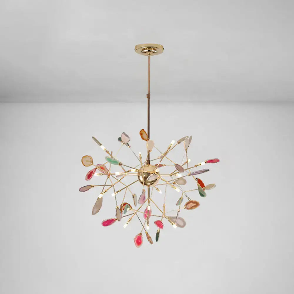 DecorBites modern colorful island light fixture with warm color temperature and agate stone pendant for dining restaurants