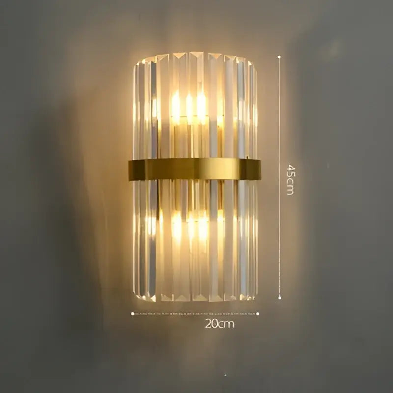 DecorBites™ modern crystal chandelier wall sconce with golden chrome frame and vertical rods for dining room lighting