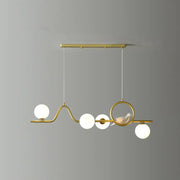 Gold-toned decorbites modern curve island ceiling light with curved metal frame and glass ball shade for dining room