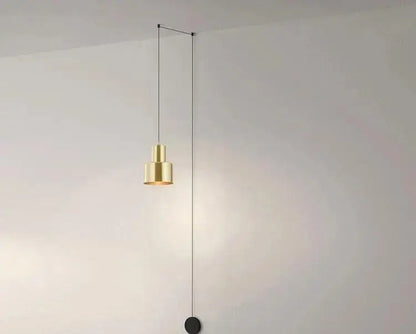DecorBites™ modern diy pendant light features a minimalist brass tiered cylindrical design with black cord suspension