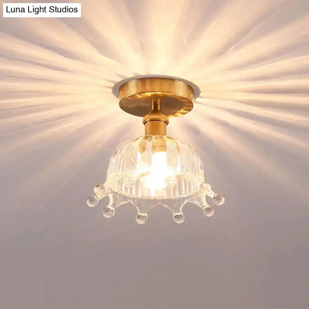 Decorbites™ modern floral glass ceiling light with faceted glass and brass base with crystal droplets for 110v-120v 220v-240v