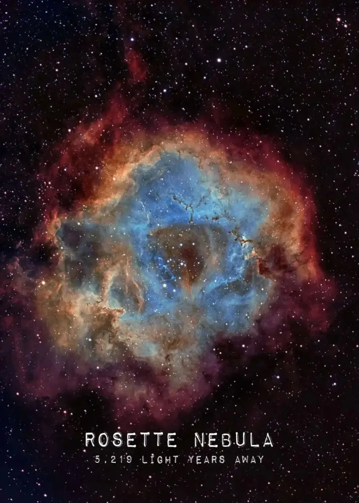 DecorBites™ modern galaxy canvas featuring rosette nebula in blue and red, ideal wall art piece for home decor