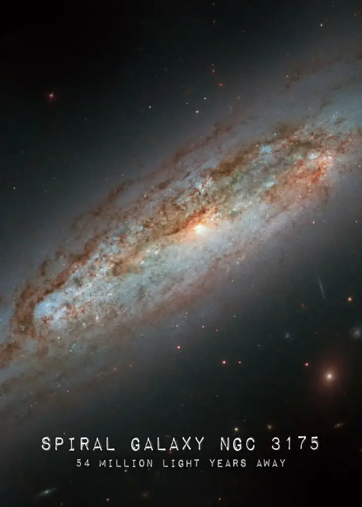 DecorBites™ modern galaxy canvas wall art features spiral galaxy ngc 3175 with blue and orange hues for home decor