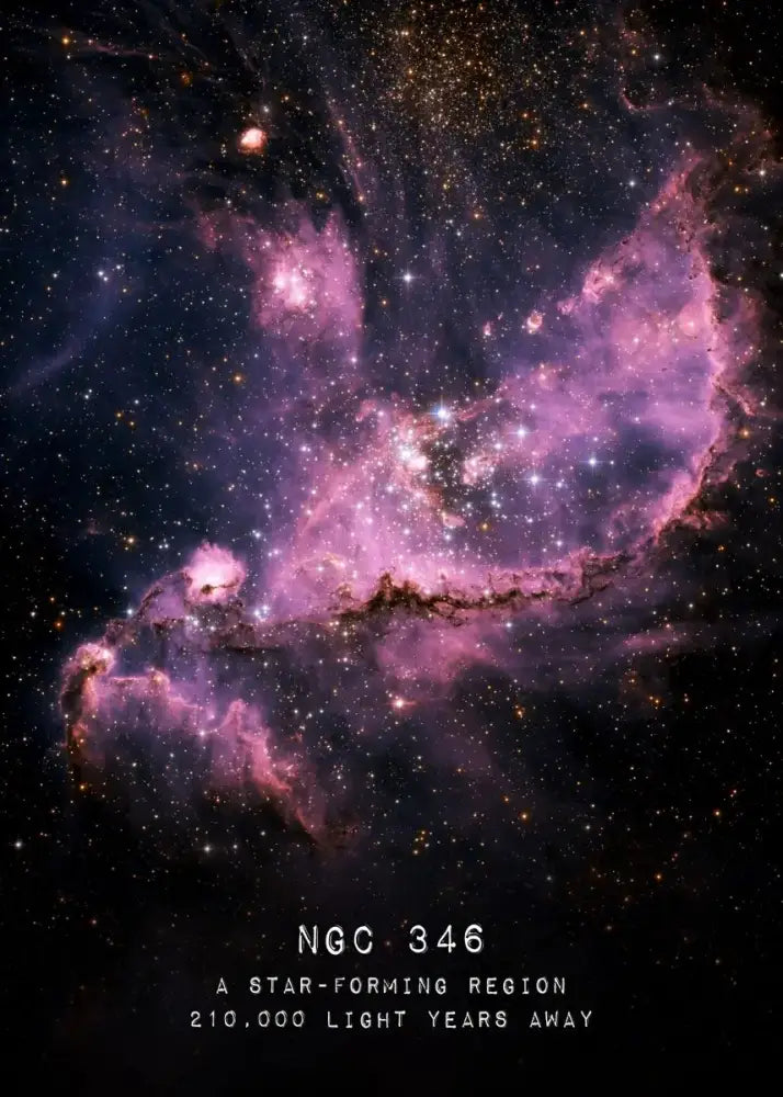 DecorBites™ modern galaxy canvas wall art piece featuring vibrant purple and pink nebula ngc 346 for home decor