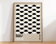 Minimalist decorbites™ modern geometric canvas print featuring black and white half-circles on beige background