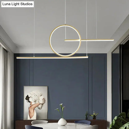 Decorbites modern geometric led pendant light in black and gold with warm white illumination for kitchen lighting