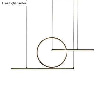 Decorbites modern geometric led pendant light in black and gold with brushed metal finish and warm white illumination