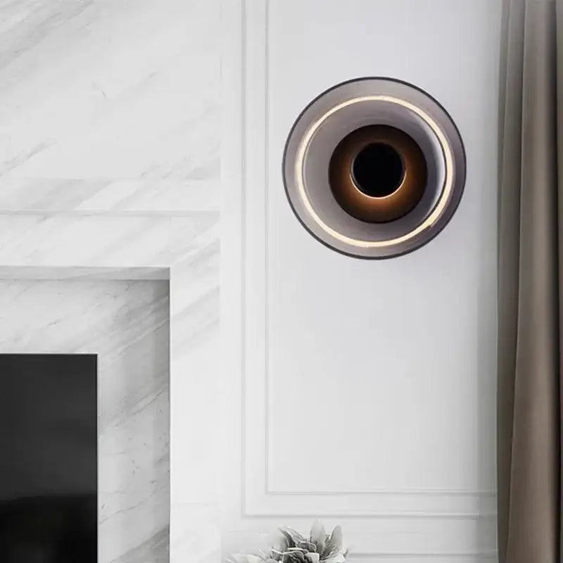 DecorBites™ modern glass LED wall light with sleek metallic finish and concentric ring design for stylish wall lighting