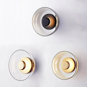 DecorBites™ modern glass led wall light with frosted glass shades and gold-toned circular accents in a set of three