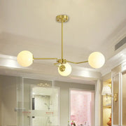 Decorbites modern gold ceiling light with three white glass globe shades semi flush mounted for bedroom