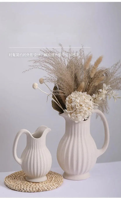 Modern Ins Style White Ceramic Spiral Vase - Vase