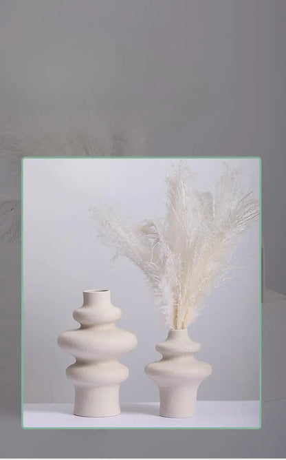 Modern Ins Style White Ceramic Spiral Vase - Vase