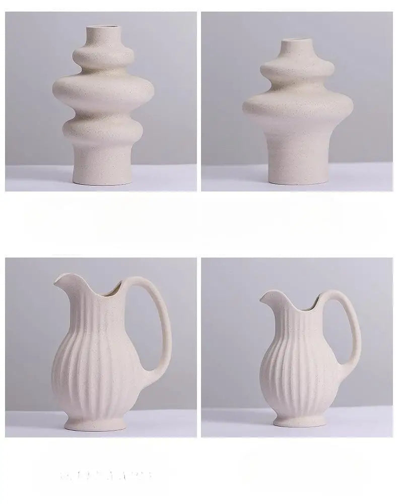 Modern Ins Style White Ceramic Spiral Vase - Vase