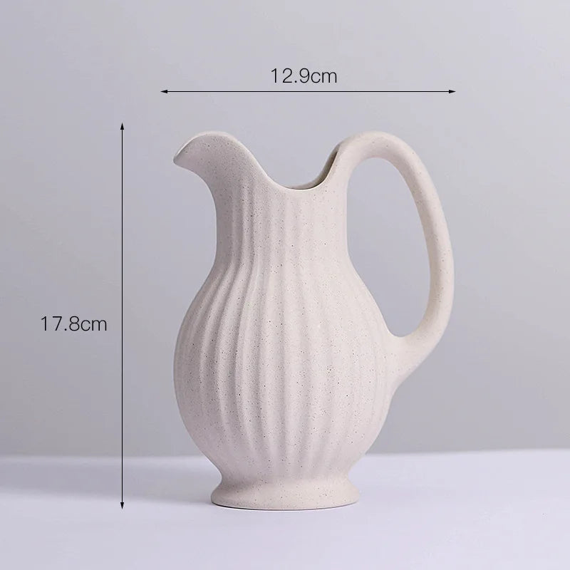 Modern Ins Style White Ceramic Spiral Vase - Small2 - Vase