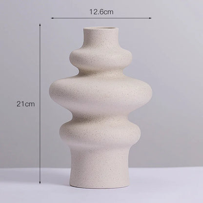Modern Ins Style White Ceramic Spiral Vase - Big1 - Vase