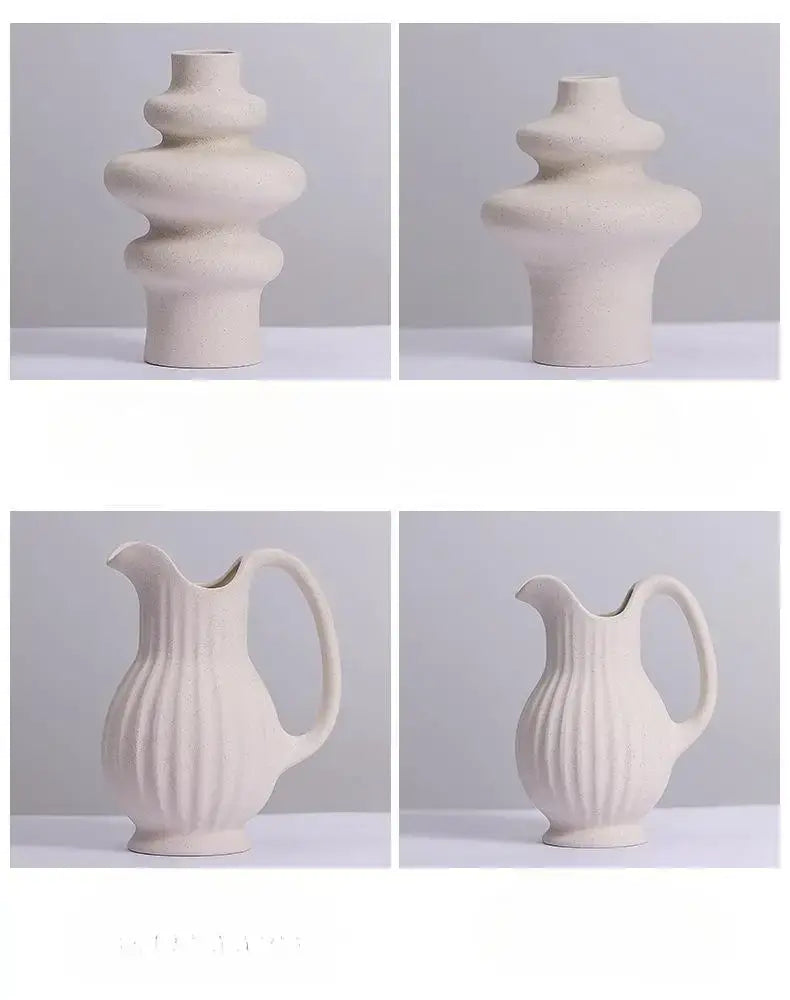 Modern Ins Style White Ceramic Spiral Vase - Vase