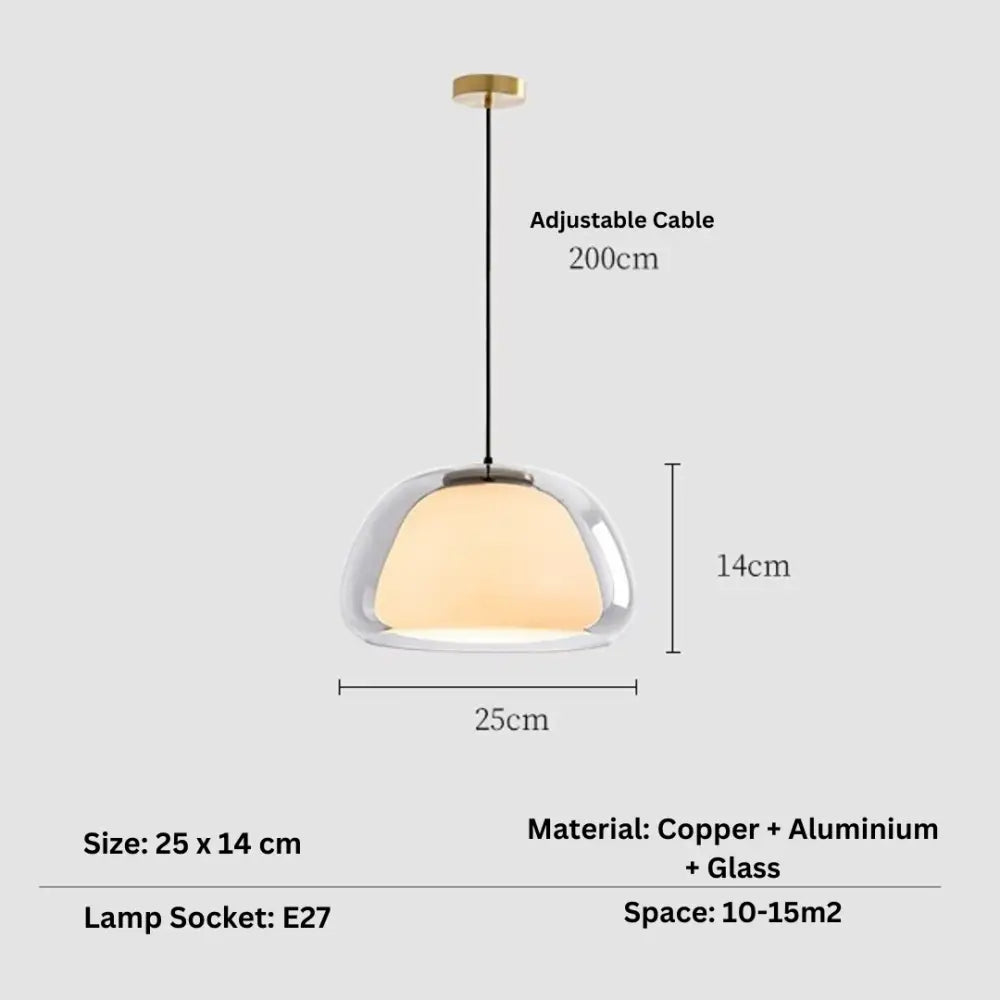 DecorBites modern jelly globe pendant light with a sleek dome-shaped glass shade and copper-aluminum hardware